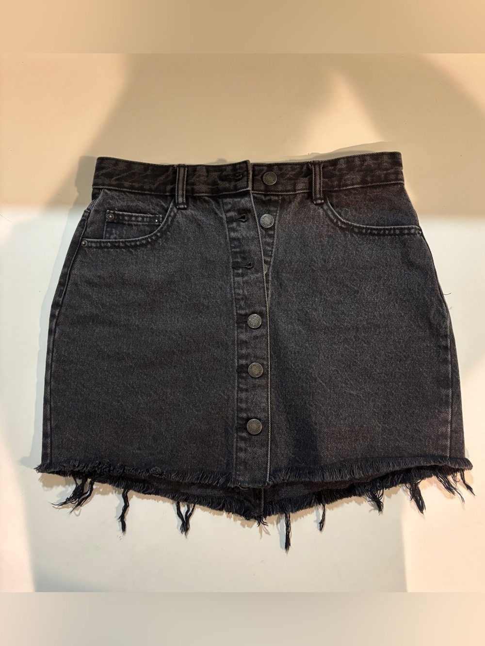 Denim Cutoff Mini Skirt